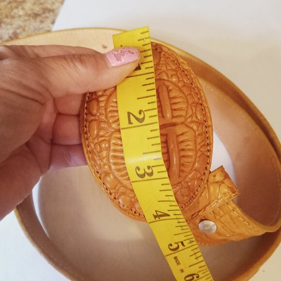 Handmade Crocodile Hornback Leather Skin Men's Belt / Buckle Mexico Sz 44 VTG. - Picture 6 of 12
